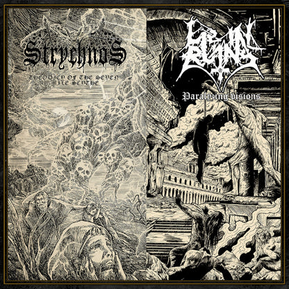 LIE IN RUINS / STRYCHNOS - Paralyzing Visions / Theodicy of the Seven Mile Scythe LP (Preorder)